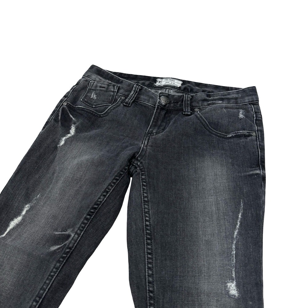 Free People Women's Skinny Raw Hem Distressed Grunge Jeans Gray Size 26x25 - Picture 4 of 7